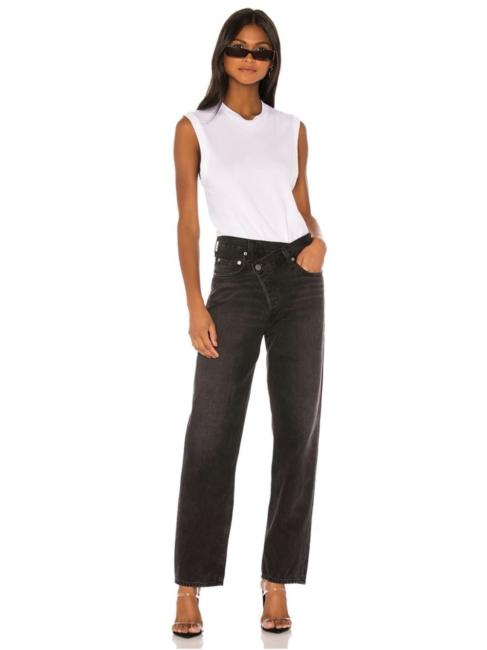 AGOLDE Criss Cross Savage Vintage Black High Rise Loose Boyfriend Jeans, Size 27